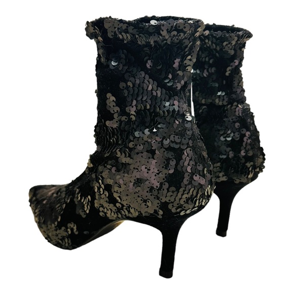 Zara Sequin Fabric / Velvet Ankle Boots - Black - Picture 10 of 15